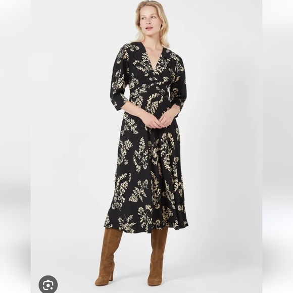 NWT BA&SH soa. Dress in Black Floral Pattern size 8 or Large - Picture 5 of 16